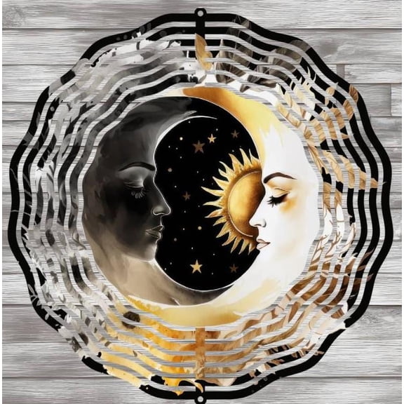 Celestial 10-Inch Wind Spinner, Sun Moon Stars Outdoor Garden Dcor