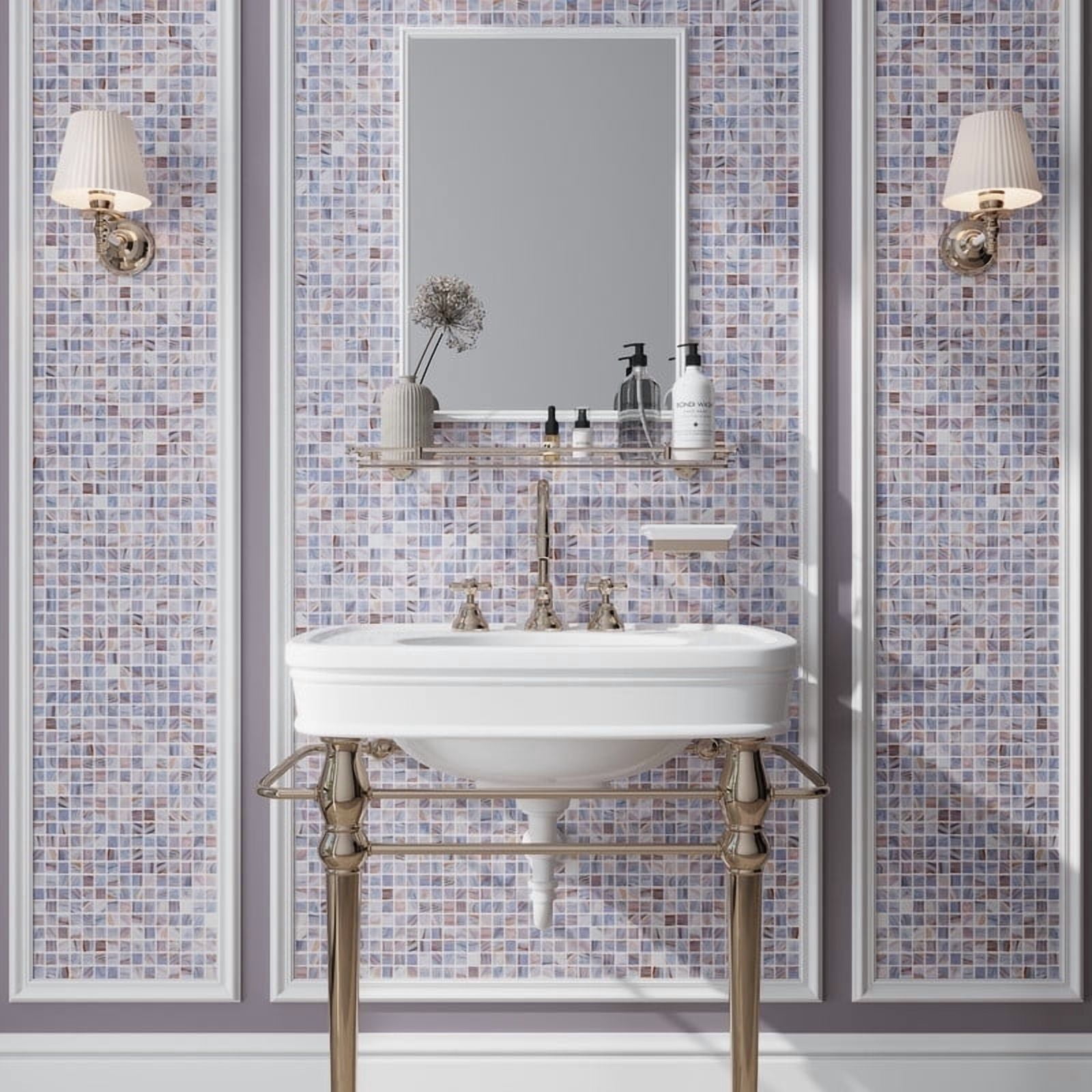 Celestial 12 in. x 12 in. Glossy Manatee Blue Glass Mosaic Wall and Floor Tile (20 sq. ft./case) (20-pack)