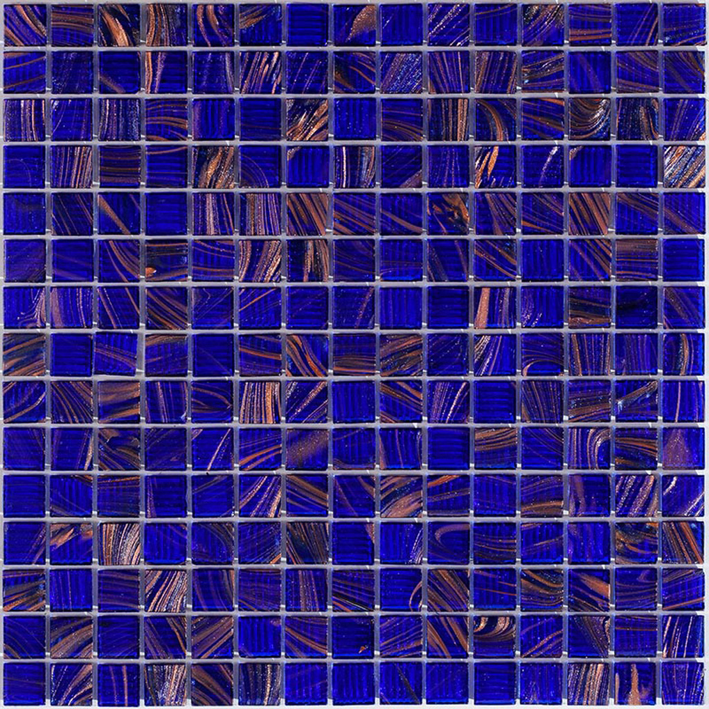 Celestial 12 in. x 12 in. Glossy Royal Blue and Gold Glass Mosaic Wall