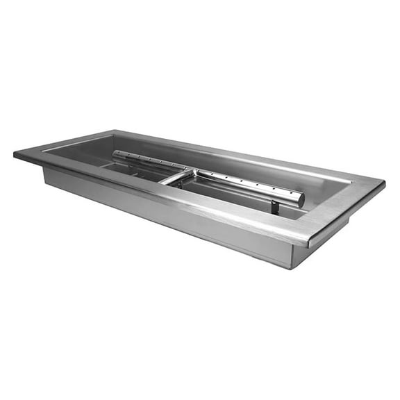 Celestial 18" x 6" Grade Drop-in Pan w/Burner, 16 Gauge Stainless Steel, 70,000 BTU, Beveled for Extra Strength, Natural Gas or Propane, for DIY Outdoor Gas