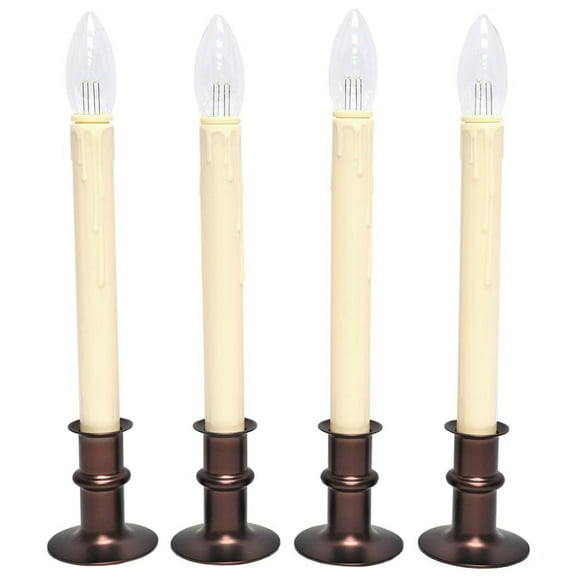Celestial 70855 - Ivory/Antique Bronze LED Taper Candle (4 Pack)