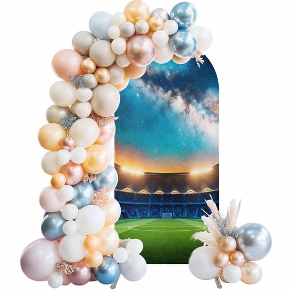 Celestial Arena Arch Backdrop Cover 4 FT Art Galaxy Stadium Cinematic Dreamy Starry Sky Stretchy Elastic Arch Stand Covers Spandex Arched Background Birthday Wedding Party Decoration (No Stand)