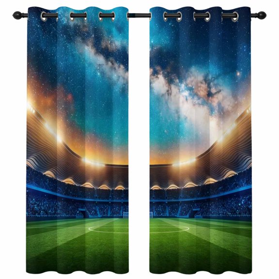 Celestial Arena Blackout Curtains 96 Inches Long, Art Galaxy Stadium Cinematic Dreamy Starry Sky Thermal Insulated Room Darkening Drapes with Grommets for Living Room 52"W x 96"L, 2 Panels