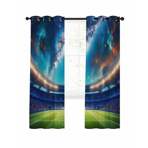 Celestial Arena Blackout Curtains for Bedroom Living Room, Art Galaxy Stadium Cinematic Dreamy Deep Blue 96 In Long Thermal Insulated Room Darkening Drapes Grommet Window Treatments, 52 x 96 In