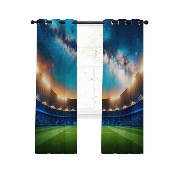 Celestial Arena Blackout Curtains for Bedroom Living Room, Art Galaxy Stadium Cinematic Dreamy Starry Sky 96 In Long Thermal Insulated Room Darkening Drapes Grommet Window Treatments, 52 x 96 In