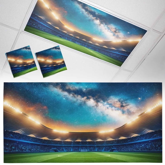 Celestial Arena Fluorescent Light Covers Art Galaxy Stadium Cinematic Dreamy Starry Sky Magnetic Light Filters Ceiling Lighting Panel Shade for Classroom Office Home 2 x 4 ft, 2 Pack
