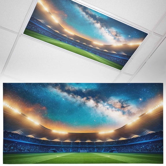 Celestial Arena Fluorescent Light Covers Art Galaxy Stadium Cinematic Dreamy Starry Sky Magnetic Light Filters Ceiling Lighting Panel Shade for Classroom Office Home 2 x 4 ft, 1 Pack