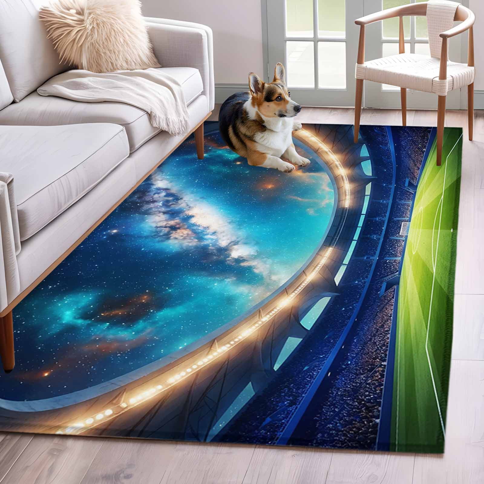 Dreamy Area Rug Celestial Arena Washable Area Rug 2.7 x 5 ft Art Galaxy Stadium ...