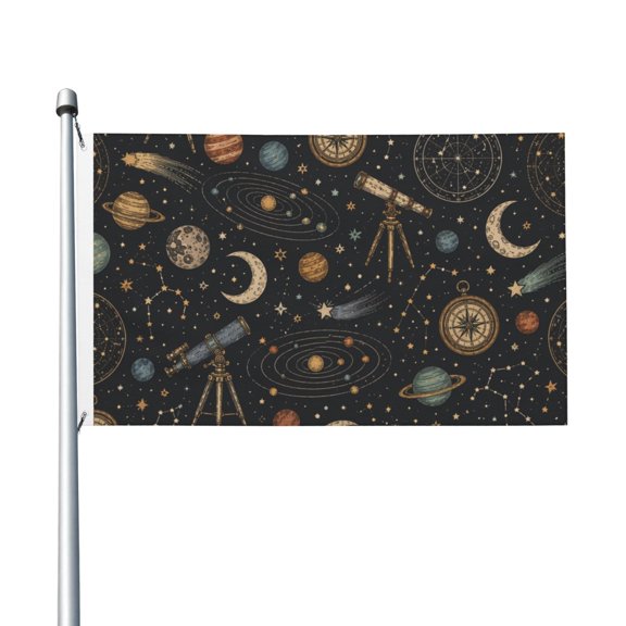 Celestial Astronomy Chart Doodle Flag 3X5 Ft Garden Yard House Flags Banner Sign Outdoor Indoor Party Home Garden Decoration