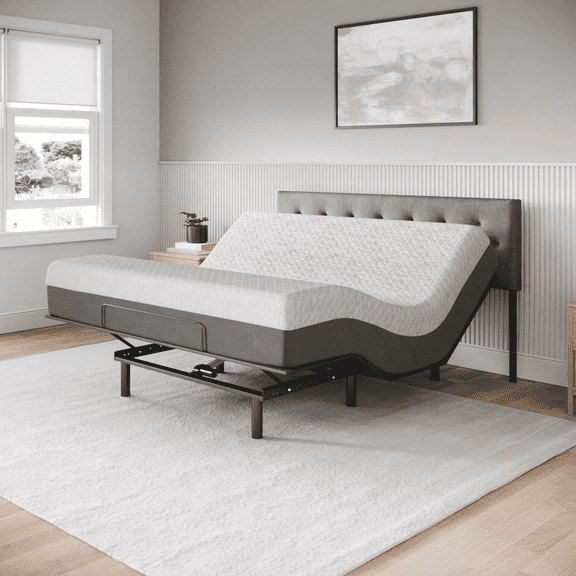 Aurora Adjustable Bed Base (Frame) + 12 in Gel Memory Foam Matt (Medium Soft), Head and Foot Lift, Zero G, CertiPUR-US Bed - King