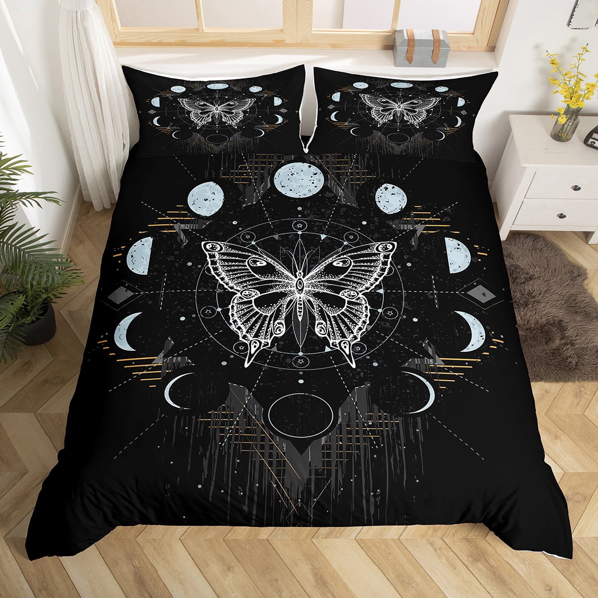 Celestial Bedding Set Boho Sun and Moon Duvet Cover Toddler Kids Gothic
