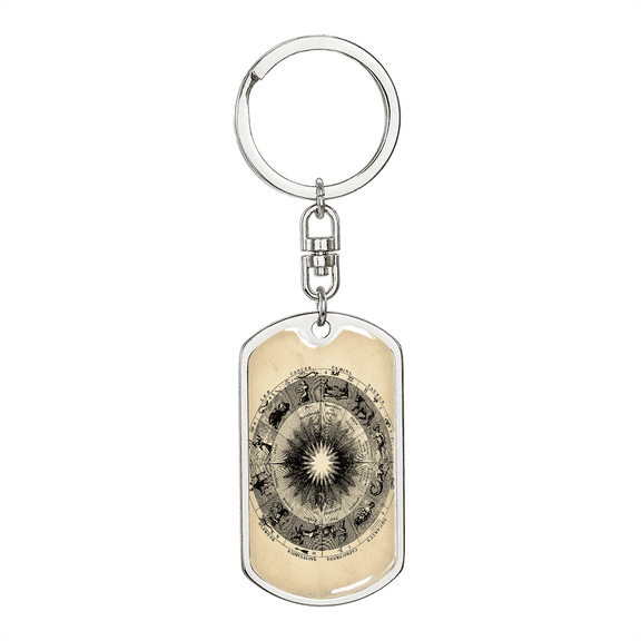 Celestial Black Hole Stainless Steel or 18k Gold Premium Swivel Dog Tag Keychain