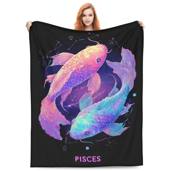 Celestial Blanket for Adults – Soft Flannel Zodiac Throw Blanket, Starry Night Sky Pattern, Cozy Astrology Gift for Bedroom, Couch, or Living Room 50x40