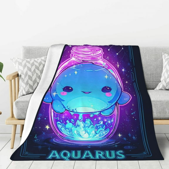 Celestial Blanket for Kids – Soft Flannel Zodiac Throw Blanket with Starry Night Design, Sofa Bed Throws Birthday Presents 50x40