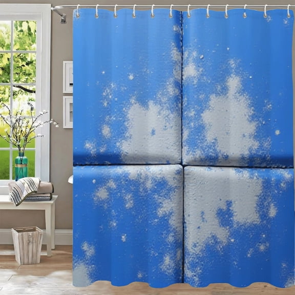 Celestial Blue Cloud Pattern Waterproof Shower Curtain 70.8" x 70.8" Includes Grommets & Hooks Perfect for a Cosmic Bathroom Decor