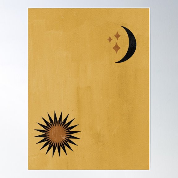 Celestial Bodies, Moon And Sun, Stars, Minimalistic Witchy Poster Wall Art, Modern Wall Decor For Living Room Bedroom, 8x12 UNFRAMED