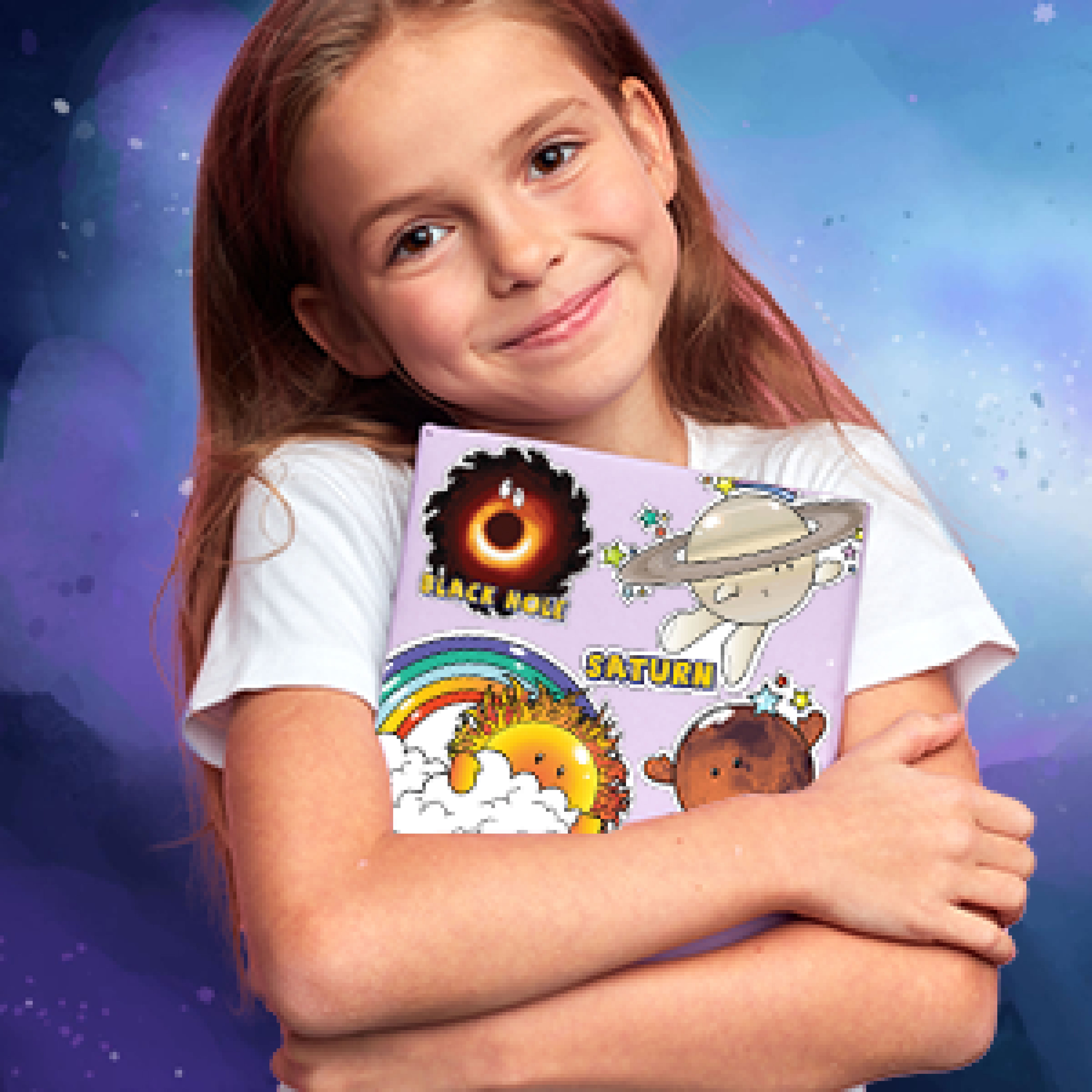 Celestial Buddies Vinyl Space Stickers! Includes 6 Each: AstroBuddy, Saturn, Moon, Mars, Rocketship, Sun, Earth, Black Hole