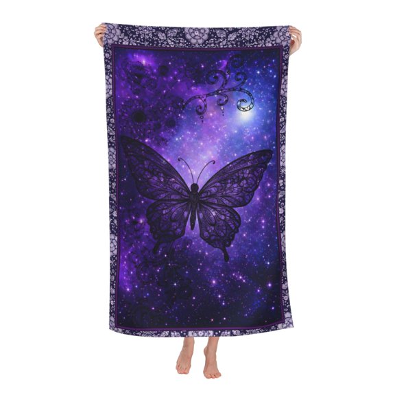 Celestial Butterfly Galaxy Bath Towel Soft and Highly Absorbent for Adults