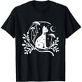 thumbnail image 1 of Celestial Cat Moon Mushroom Cottagecore Witchy Tee for Women T-Shirt, 1 of 4