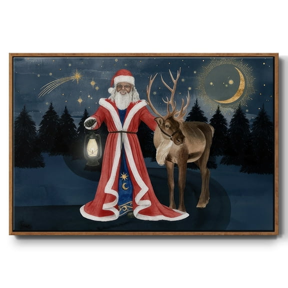 Celestial Christmas Collection A - Framed Gallery Wrapped Holiday Canvas - 17 x 25 - Rosewood Frame