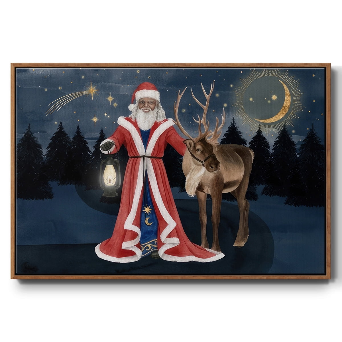 Celestial Christmas Collection A - Framed Gallery Wrapped Holiday Canvas - 27 x 41 - Rosewood Frame