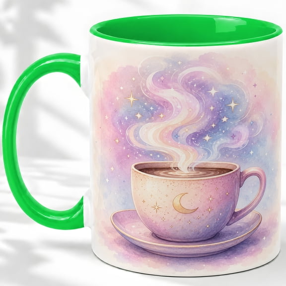 Celestial Coffee Accent Mug, 11oz Ceramic Coffee Cup for Star Lovers