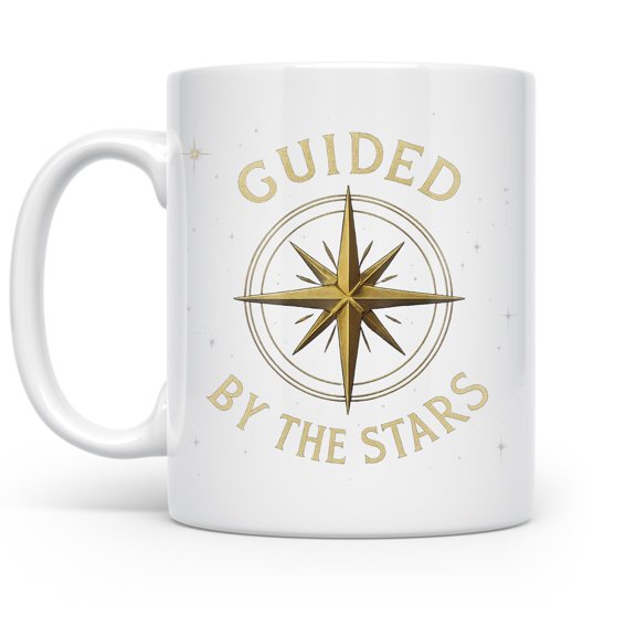 Celestial Compass 11 oz Coffee Mug - Inspirational Gift for Stargazers White Ceramic