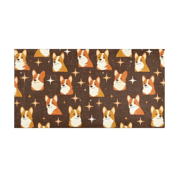 Celestial Corgi Pattern Bath Mat 39x20 Inch Soft Absorbent Non-Slip Plush Bathroom Rug for Floor