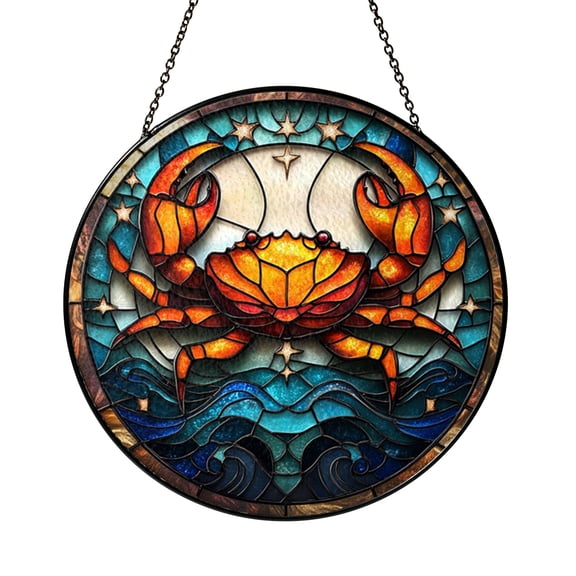 Celestial Crab Glass Suncatcher – Abstract Constellation Inspired Window Decor
