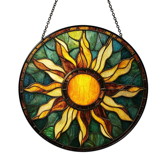 Celestial Crescent Window Suncatcher, Green Glass Hanging Decor, Magical Home Display