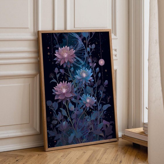 Celestial DNA Floral Cosmic Botanical Wall Art Poster Unframed Paper Print