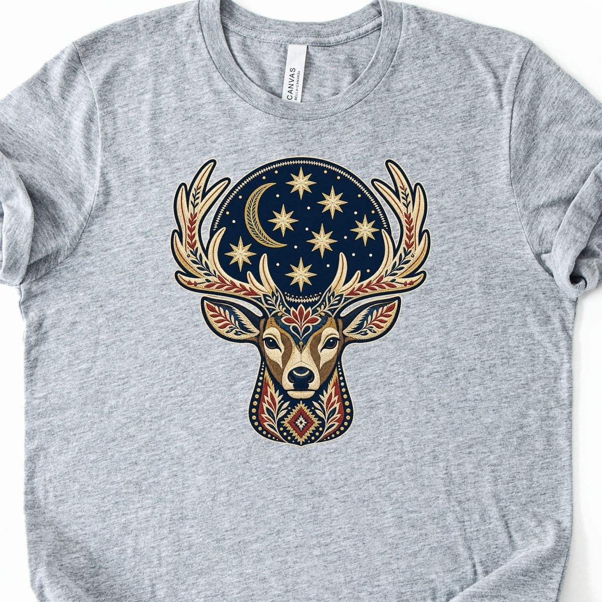 Celestial Deer Antlers Moon Folk T-Shirt - Walmart.com
