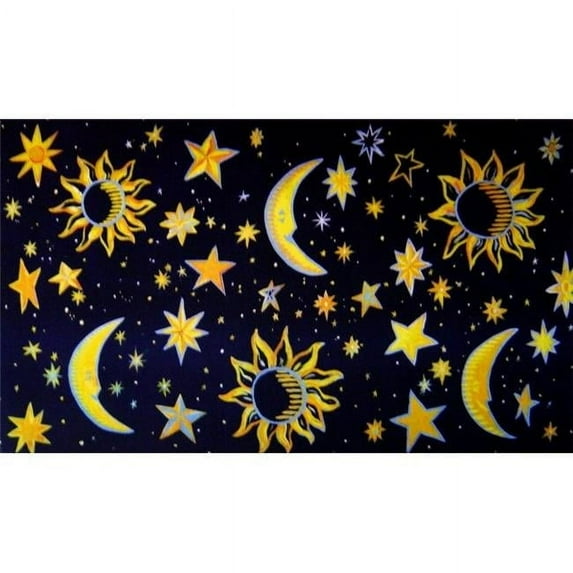 Celestial Doormat Rug, Black, Gray & Gold - 18 x 30 in.