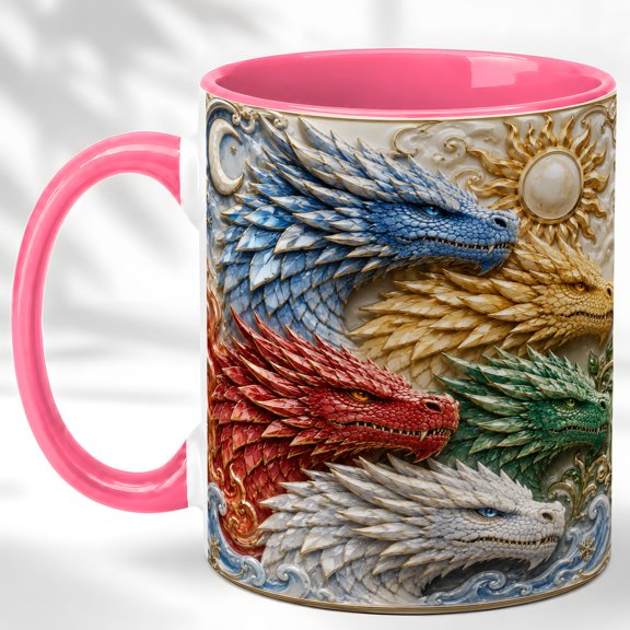 Celestial Dragon Coffee Mug, Fantasy Dragon Mug, Ceramic 11 oz