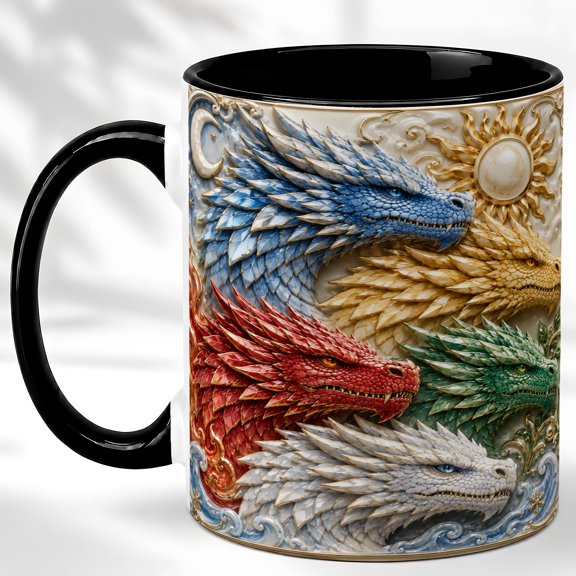Celestial Dragon Coffee Mug, Fantasy Dragon Mug, Ceramic 11 oz