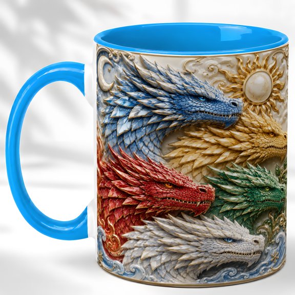 Celestial Dragon Coffee Mug, Fantasy Dragon Mug, Ceramic 11 oz