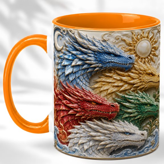 Celestial Dragon Coffee Mug, Fantasy Dragon Mug, Ceramic 11 oz