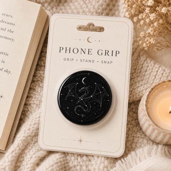 Celestial Dragon Phone Grip, Moon Star Constellation Accessory, Fantasy Gothic Phone Accessory