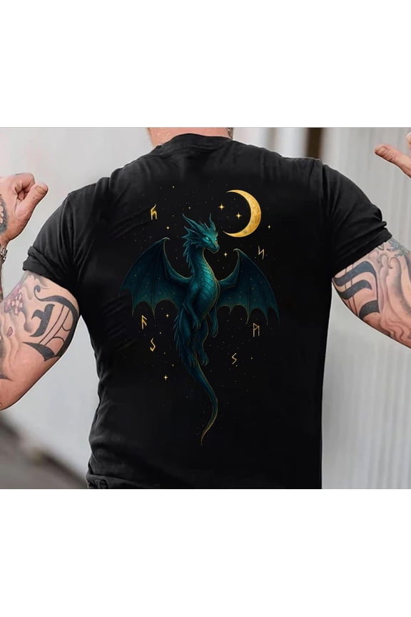 Celestial Dragon Shirt, Gothic Fantasy Dragon Tee, Moon and Stars Dragon Shirt, Cute Dragon Shirt, Witchy Shirt, Dark Aesthetic Tee, F5920 All Size S-5Xl