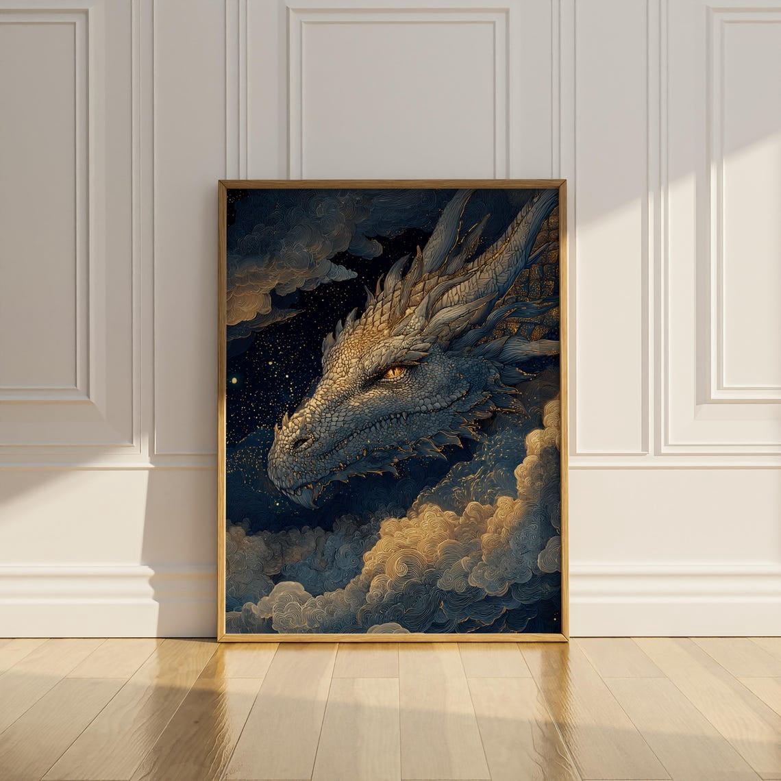 Celestial Dragon Wall Art Print, Fantasy, Mystical Cloud Wallpaper ...
