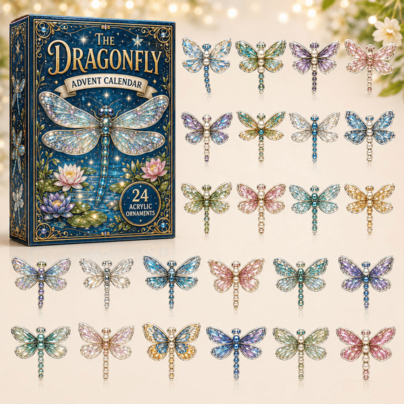Celestial Dragonfly Advent Calendar 2026 - 24-Day Festive Countdown, Acrylic Charms Blind Box - Gift For Dragonfly Lovers, Starry Nature Pendants, Xmas Gift Box