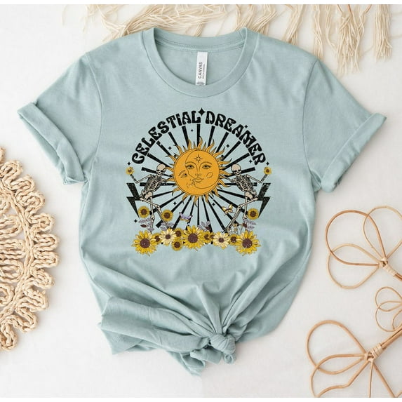 Celestial Dreamer T-shirt Spiritual Shirt Dreaming Gift Boho Night Thinker Meditation Shirts Hippie Tee Psychedelic Space Exploration Mystical