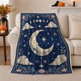 thumbnail image 1 of Celestial Dreaming Moon Floral Vines Stars, Peaceful Celestial Art Scene, Warm Flannel Blanket for Sunroom and Reading Nook, Celestial Art Lovers Valentine's Day Gift, Celestial Home Decor, 1 of 9