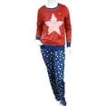 thumbnail image 1 of Celestial Dreams Womens Red & Blue Star Print Pajamas Fleece Pajama Set Small, 1 of 2
