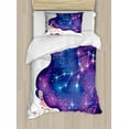 thumbnail image 1 of Celestial Duvet Cover Set, Horoscope Virgo with Sign and Abstract Space Hair Girl Constellation, Decorative 2 Piece Bedding Set with 1 Pillow Shams, Twin Size, Violet and Multicolor, by Ambesonne, 1 of 3