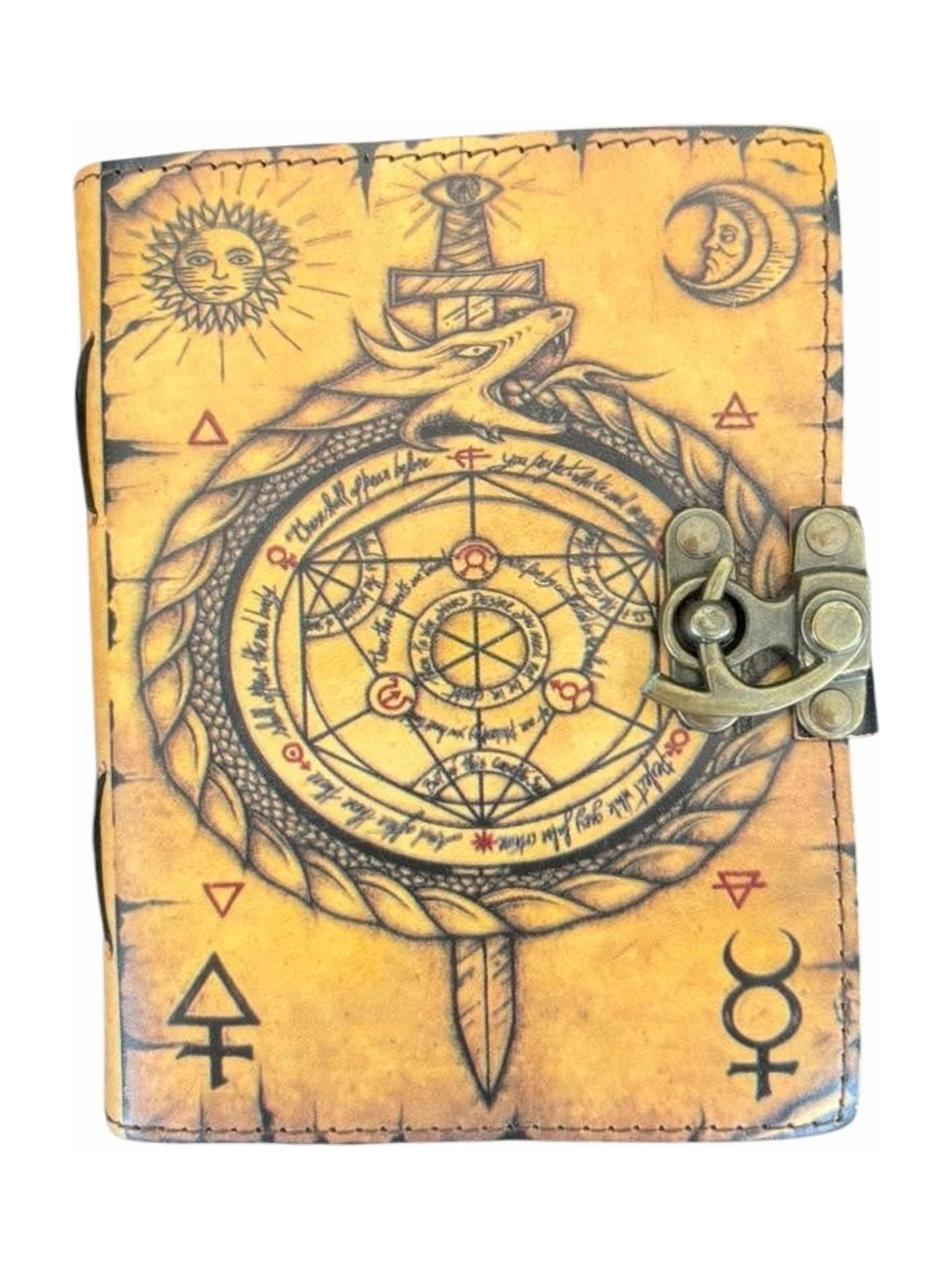 Celestial Earth Goddess Handmade Leather Journal with Clasp – 200 Deckle Edge Pages, 5x7 Vintage Notebook, Boho Spiritual Diary, Travel Writing Journal Gift
