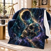 Celestial Eclipse Blanket, Galaxy Flannel Throw with Cosmic Planet Artwork and an Artistic Everyday Layer for Lounge Seating, Bed or Reading Nook, 30 x 40 in
