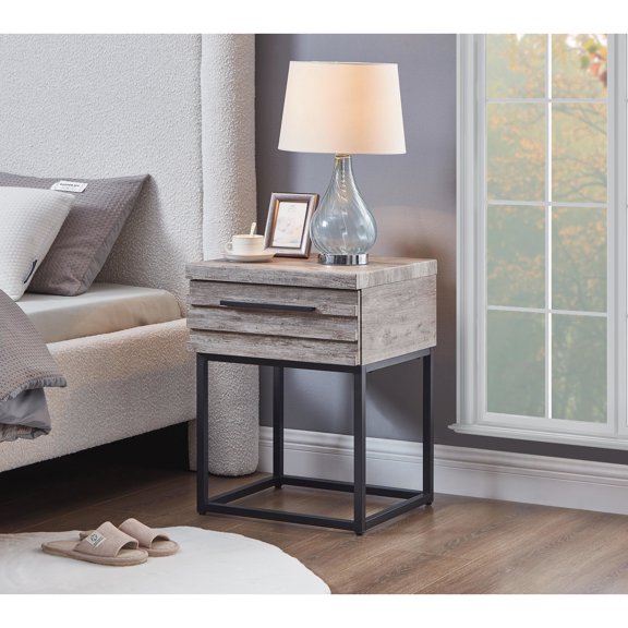 Celestial End Table In Gray - Fine Paper-laminated Veneer & Base Enhance Your Decor With Organizing Compartment Construction Stylish Look