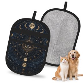 Celestial Esoteric Pattern Art Pet Hair Remover Glove, Reusable Dog & Cat Fur Removal Brush Electrostatic Cleaning Tool