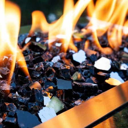 Celestial Fire Glass 0.50" Black Reflective Fire Glass, 10 lb